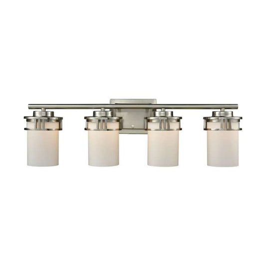Ravendale 4-Light for the Bath in Brushed Nickel with Opal White Glass | Vanity Light | Modishstore