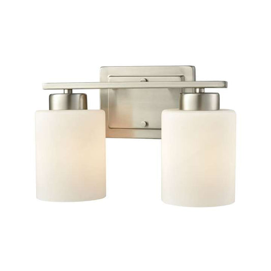 Summit Place 2-Light for the Bath in Brushed Nickel with Opal White Glass | Vanity Light | Modishstore