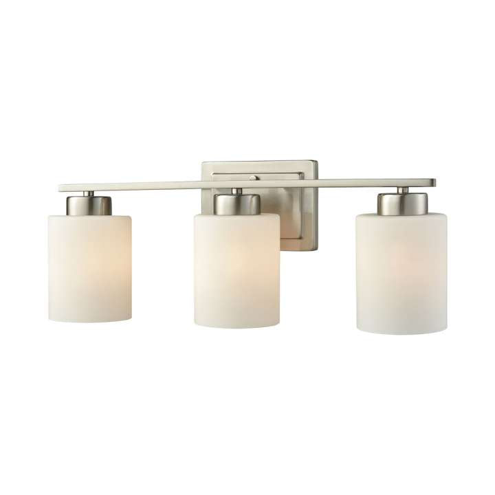 Summit Place 3-Light for the Bath in Brushed Nickel with Opal White Glass | Vanity Light | Modishstore