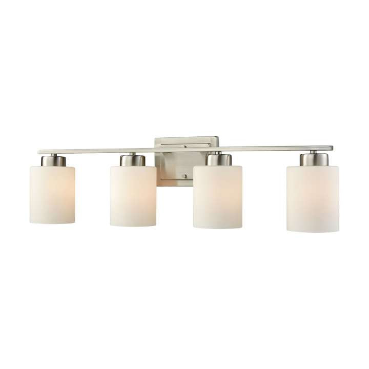 Summit Place 4-Light for the Bath in Brushed Nickel with Opal White Glass | Vanity Light | Modishstore