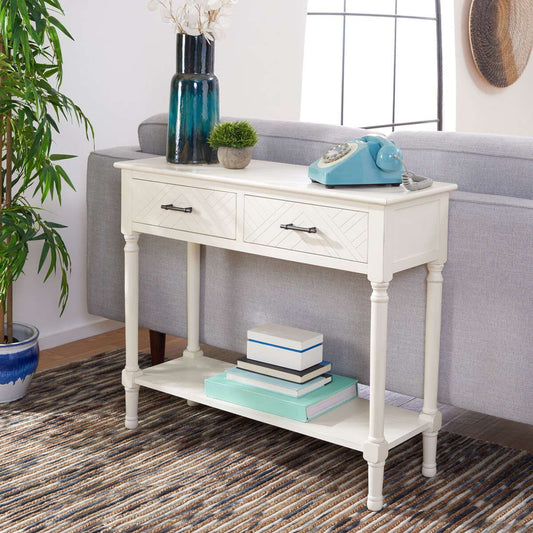 Safavieh Peyton 2 Drawer Console Table - Distressed White | Console Tables | Modishstore