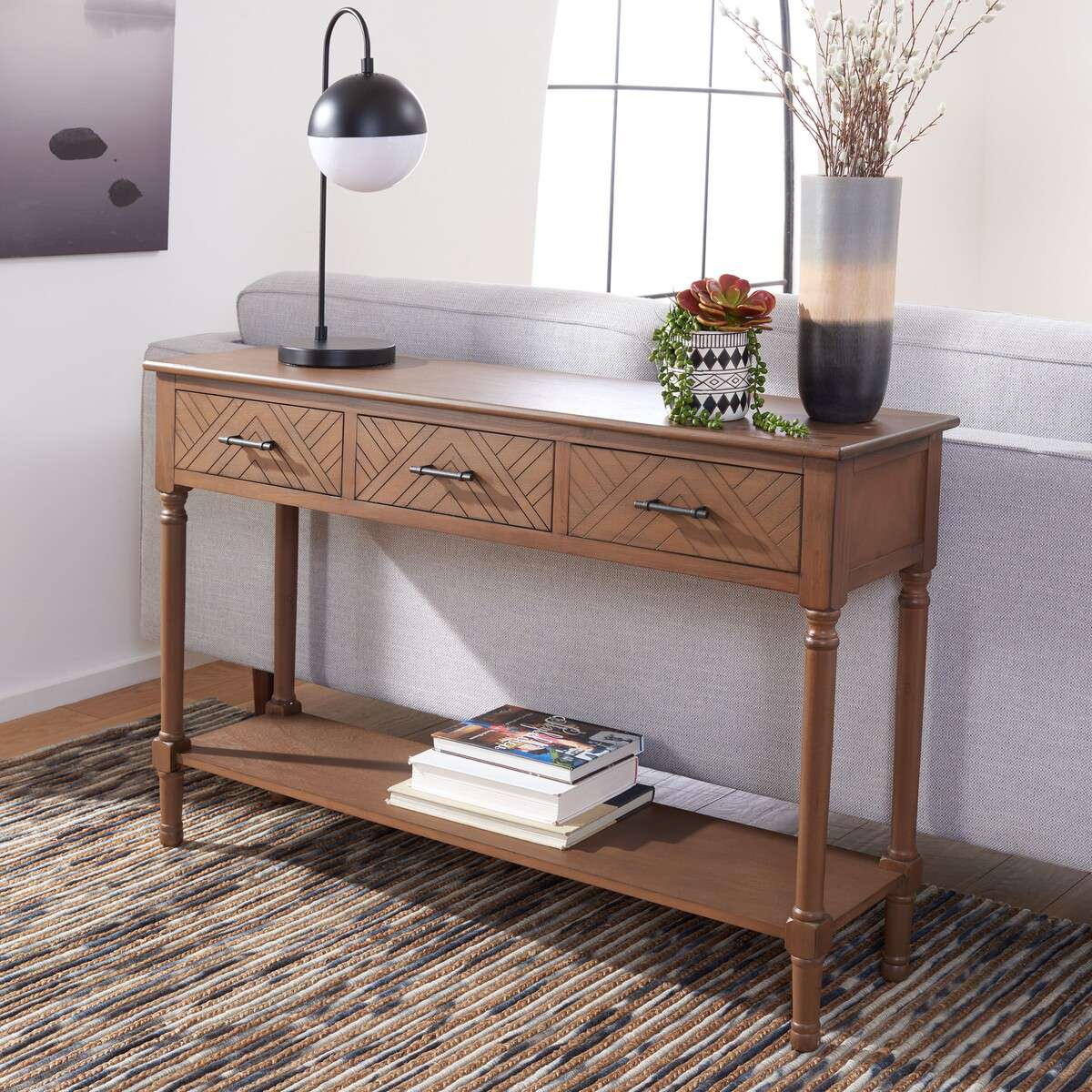 Safavieh Peyton 3 Drawer Console Table - Brown | Console Tables | Modishstore