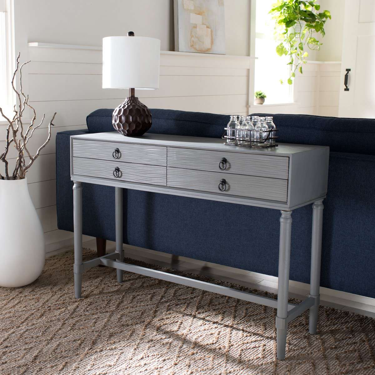 Safavieh Aliyah 4Drw Console Table - Distressed Gray | Console Tables | Modishstore