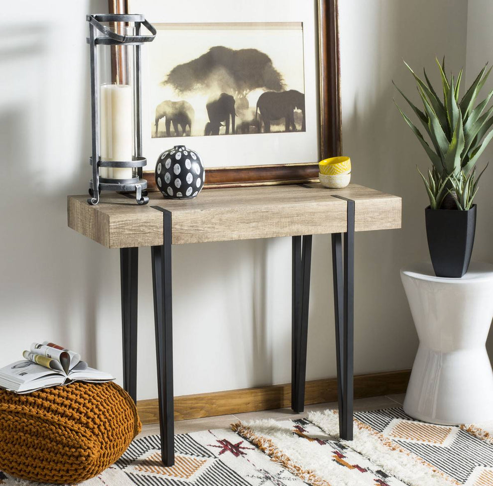 Safavieh Alyssa Rectangular Rustic Midcentury Wood Top Console Table | Console Tables | Modishstore - 2