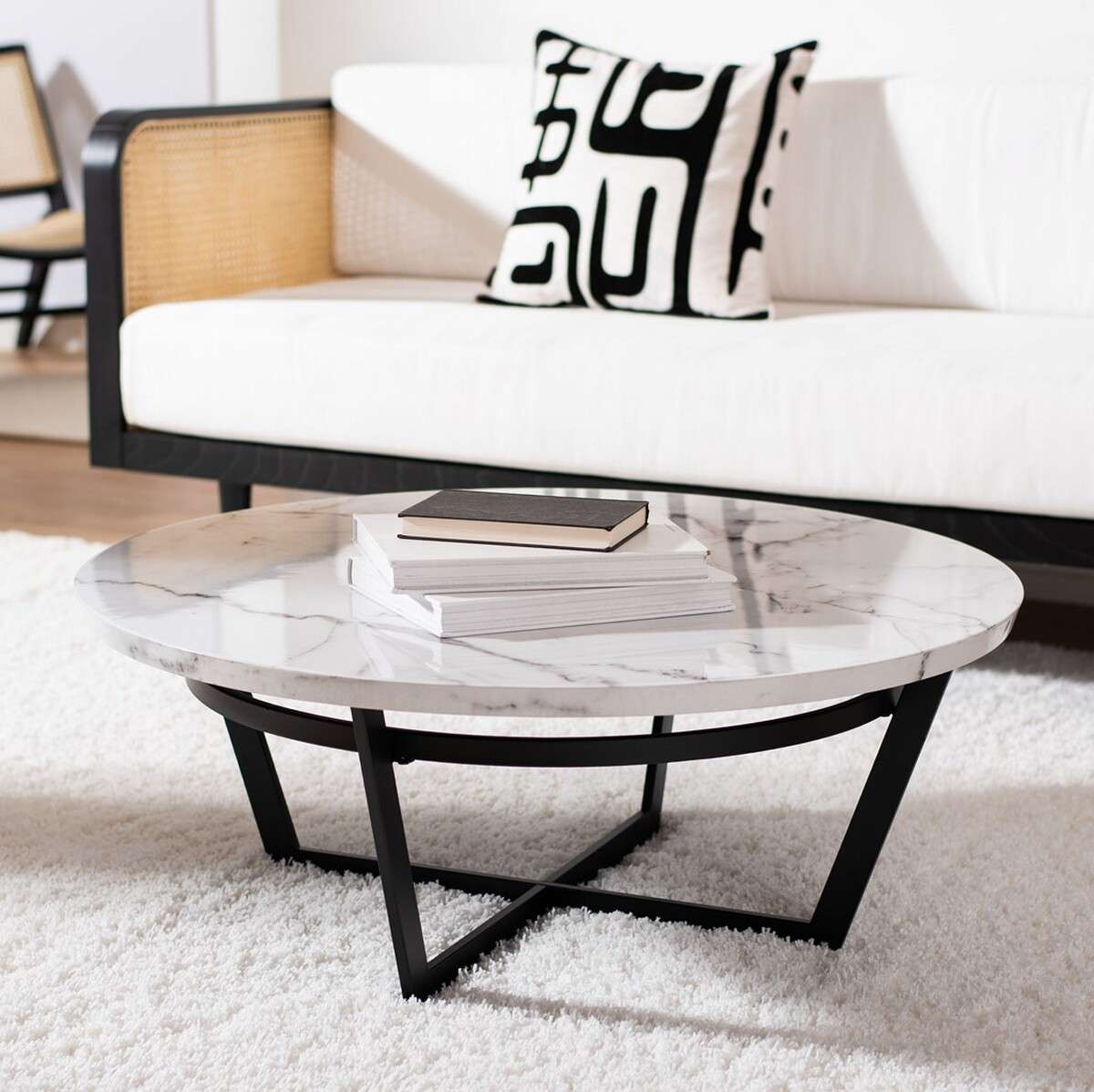 Safavieh Placido Round Coffee Table - White Marble | Coffee Tables | Modishstore - 4