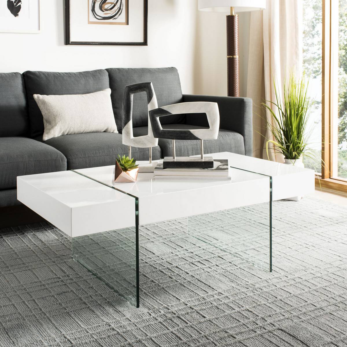 Safavieh Jacob Rectangular Glass Leg Modern Coffee Table | Coffee Tables | Modishstore - 2