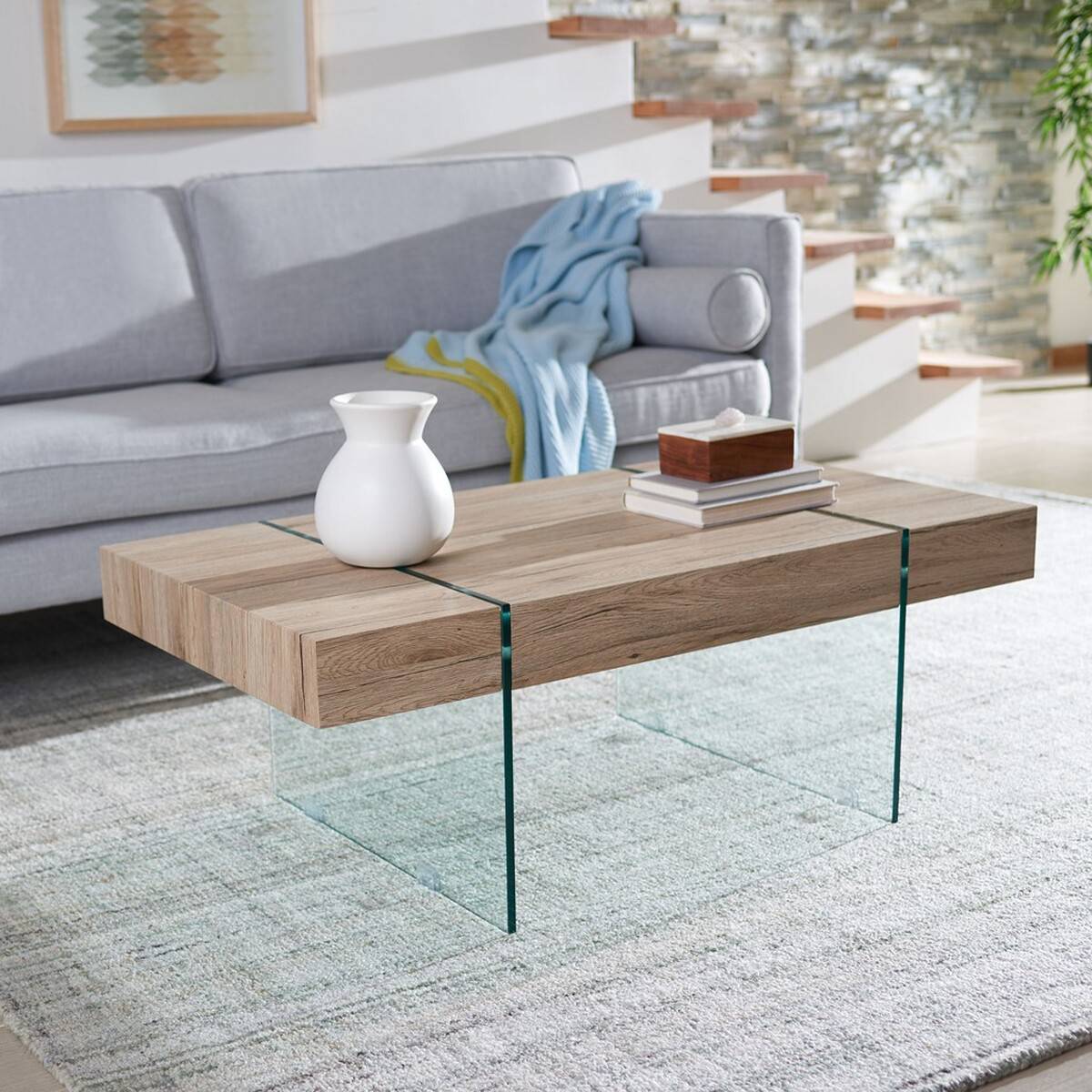 Safavieh Jacob Rectangular Glass Leg Modern Coffee Table | Coffee Tables | Modishstore - 5