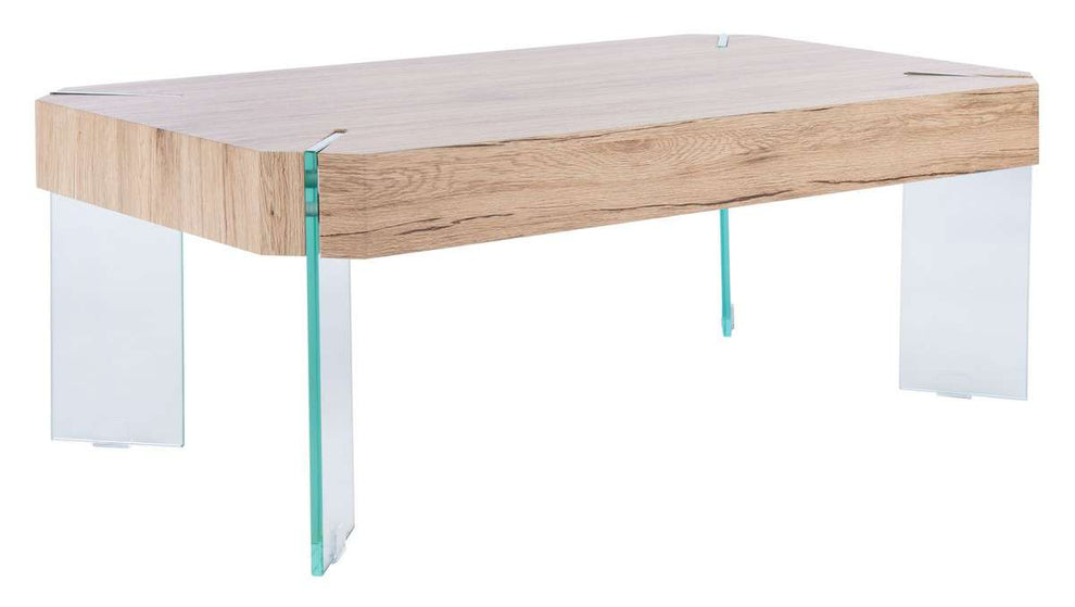 Safavieh Katelyn Rectangular Contemporary Glass Leg Coffee Table - Natural | Coffee Tables | Modishstore - 3