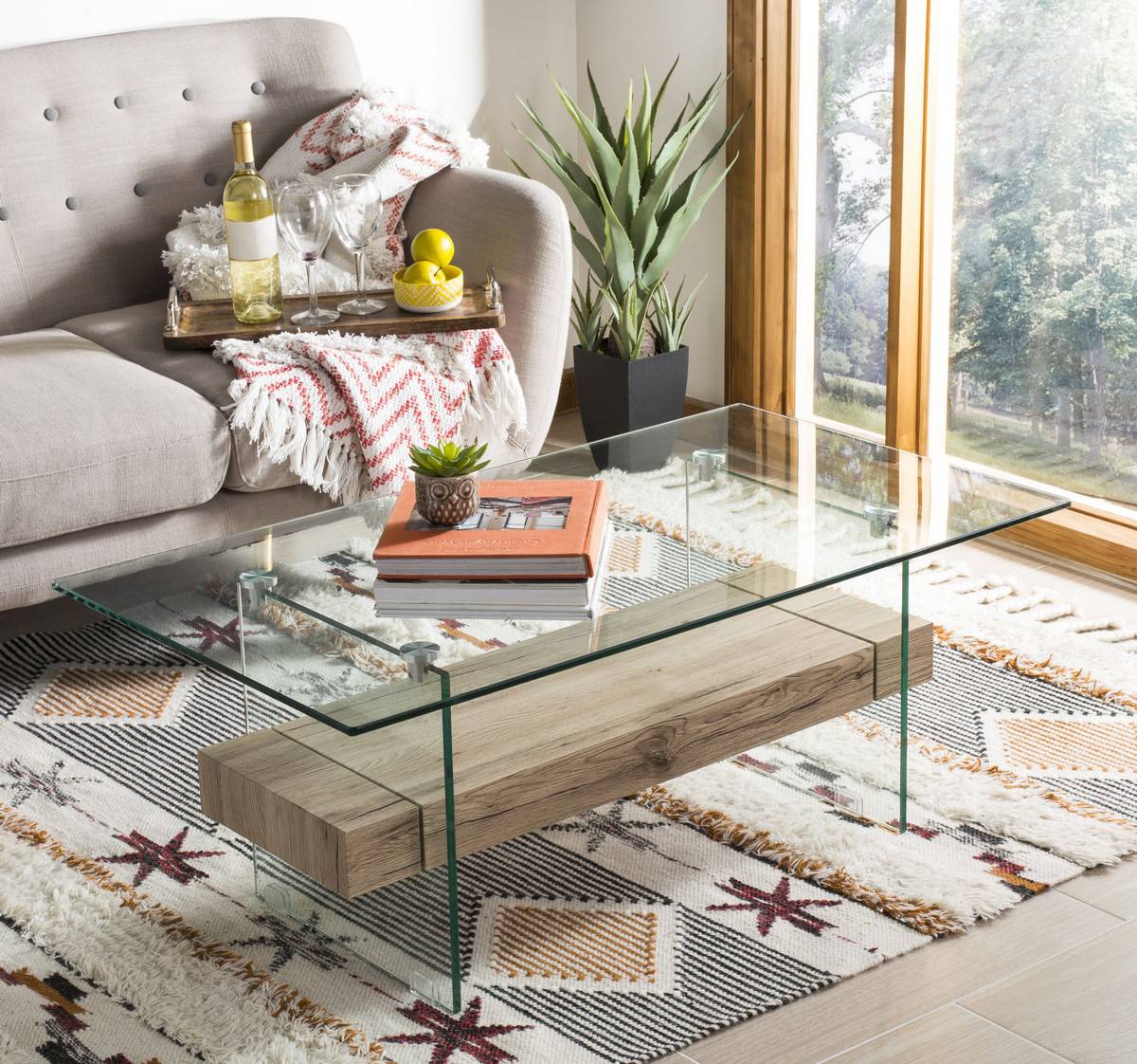 Safavieh Kayley Rectangular Modern Glass Coffee Table | Coffee Tables | Modishstore - 2