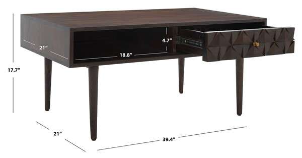 Safavieh Lexington Coffee Table - Walnut | Coffee Tables | Modishstore - 4