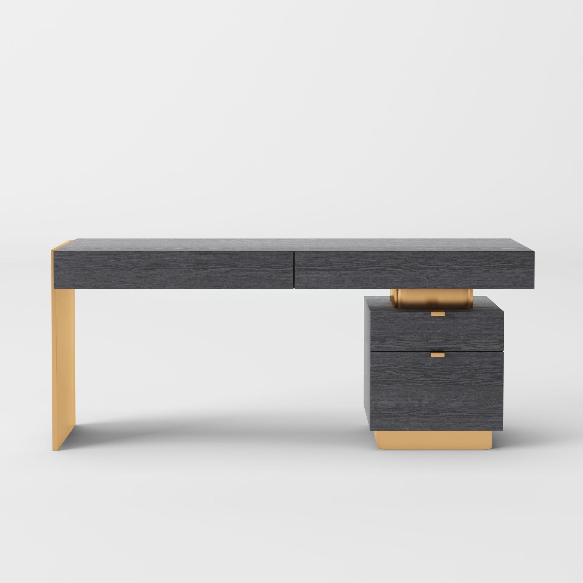Modrest Trahan - Modern Grey Elm & Gold Office Desk | Desks | Modishstore - 4