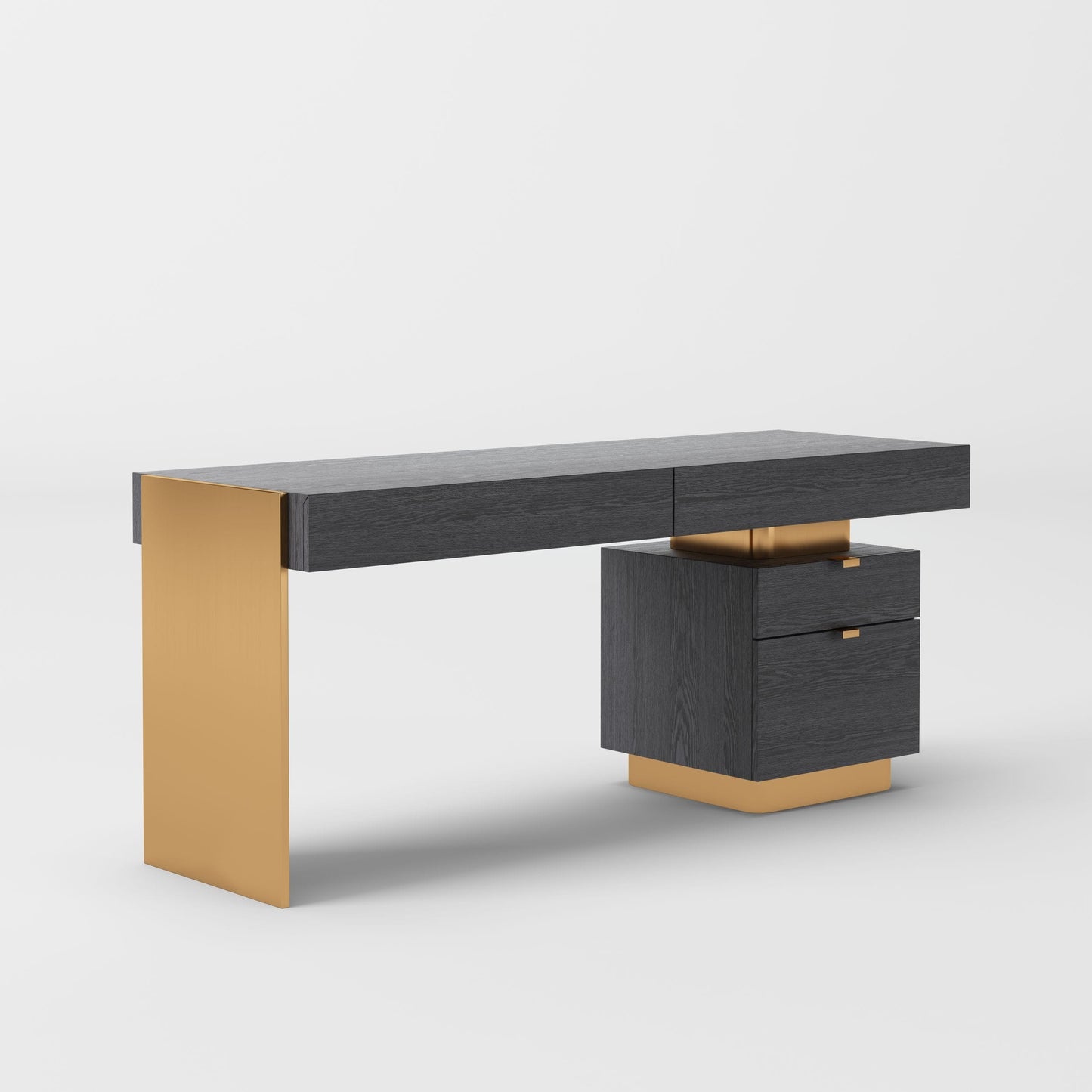 Modrest Trahan - Modern Grey Elm & Gold Office Desk | Desks | Modishstore - 3