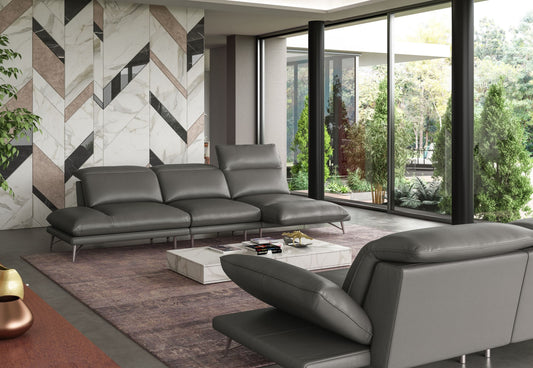 Coronelli Collezioni Milano Modern Italian Leather Grey Sectional Sofa | Modishstore | Sofas