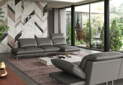 Coronelli Collezioni Milano Modern Italian Leather Grey Sectional Sofa