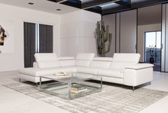 Coronelli Collezioni Viola - Italian Contemporary White Leather LAF Chaise Sectional Sofa