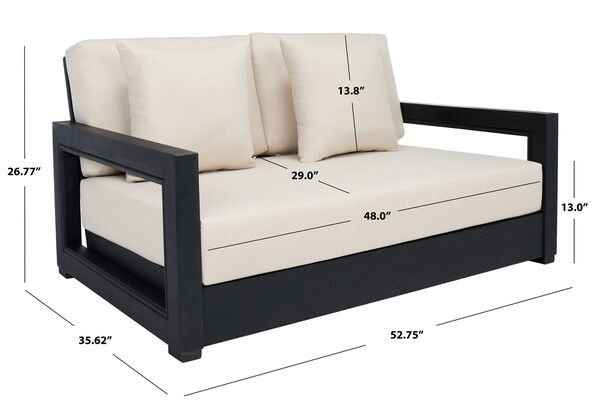 Safavieh Montford 2-Seat Bench - Black | Outdoor Sofas, Loveseats & Sectionals | Modishstore - 3