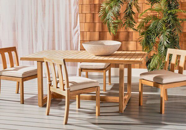 Safavieh Montford Teak Dining Table - Natural | Outdoor Tables | Modishstore - 5