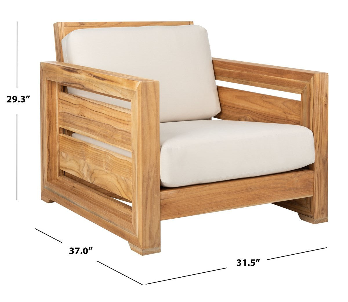 Safavieh Guadeloupe Teak Club Chair | Outdoor Chairs | Modishstore - 3