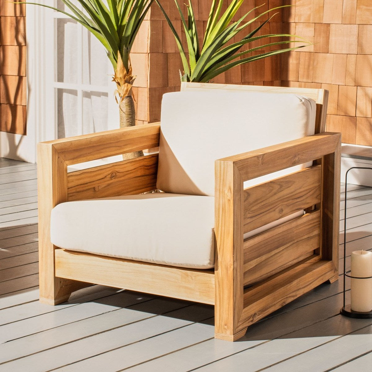 Safavieh Guadeloupe Teak Club Chair | Outdoor Chairs | Modishstore