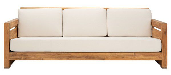 Safavieh Guadeloupe Teak 3-Seat Sofa - Natural | Outdoor Sofas, Loveseats & Sectionals | Modishstore - 2