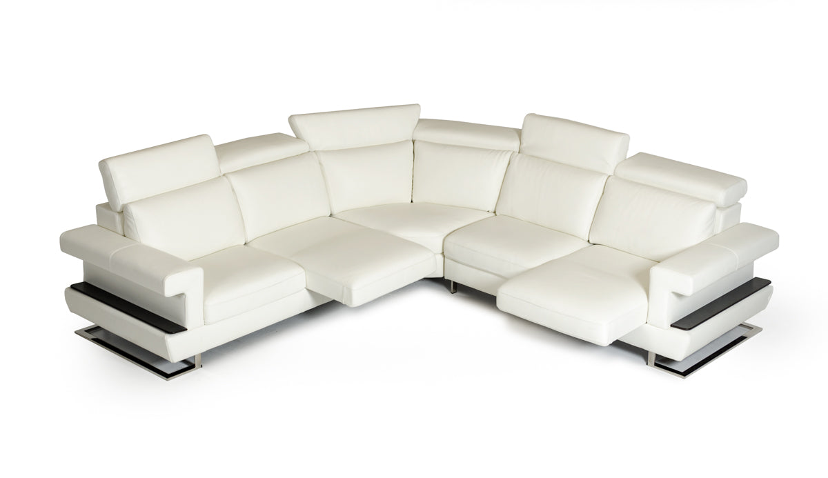 Estro Salotti Crosby Modern White Italian Leather Sectional Sofa-3