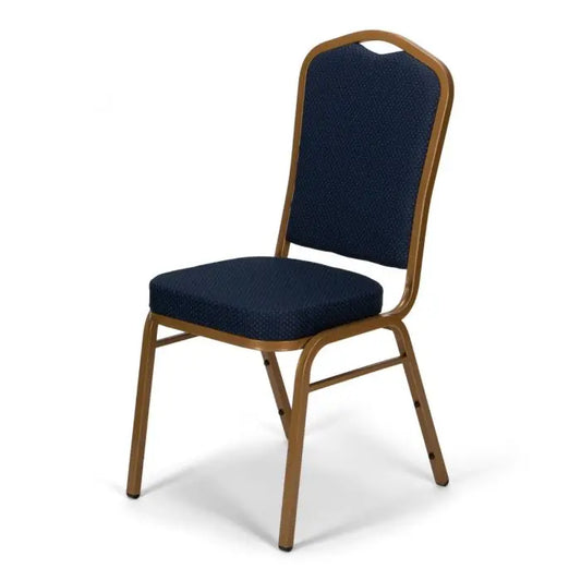 TitanPRO™ Crown Back Banquet Chair with Gold Frame-Navy Blue Patterned Set Of 4 By | Dining Chairs| Modishstore