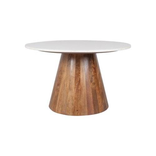 Edie 30" Wood Round Coffee Table Light Oak Base by Jeffan | Coffee Tables | Modishstore