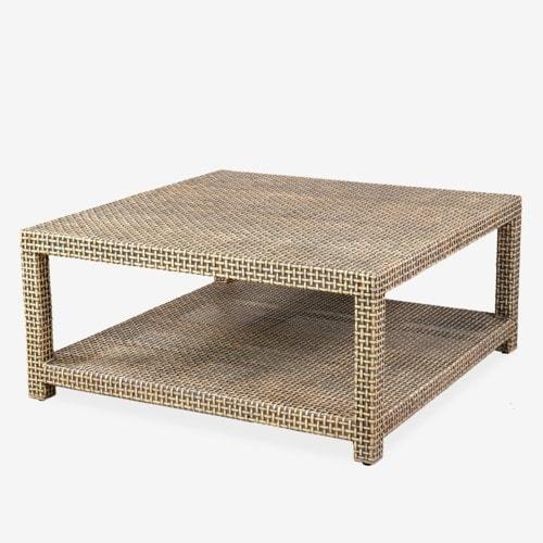 Lewis Mahogany/Rattan Peel Coffee Table, Square by Jeffan | Coffee Tables | Modishstore