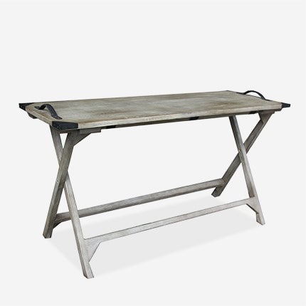 (LS) Galveston Mindi Wood Console Table Vintage Grey Folding by Jeffan | Console Tables | Modishstore - 2