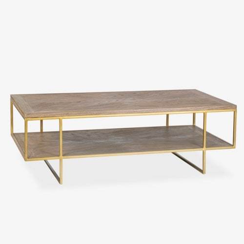 Claire Wooden Inset Coffee Table Gold and Tan by Jeffan | Coffee Tables | Modishstore - 6