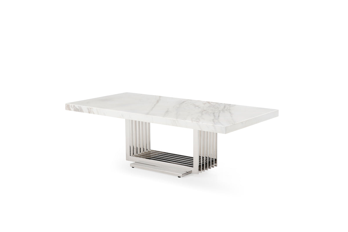 Modrest Kingsley Modern Marble & Stainless Steel Coffee Table-2