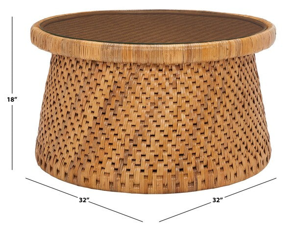Safavieh Lianne Rattan Rd Coffee Table | Coffee Tables | Modishstore - 3