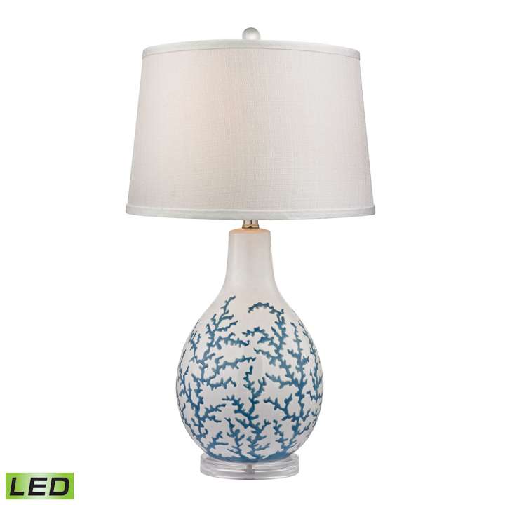 Sixpenny Blue Coral Table Lamp in White - LED ELK Home | Table Lamps | Modishstore