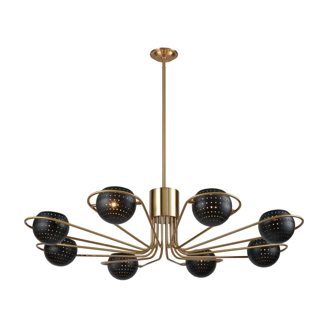 Scarab 8-Light Chandelier in New Aged Brass with Semi-Gloss Black Shades ELK Home | Chandeliers | Modishstore