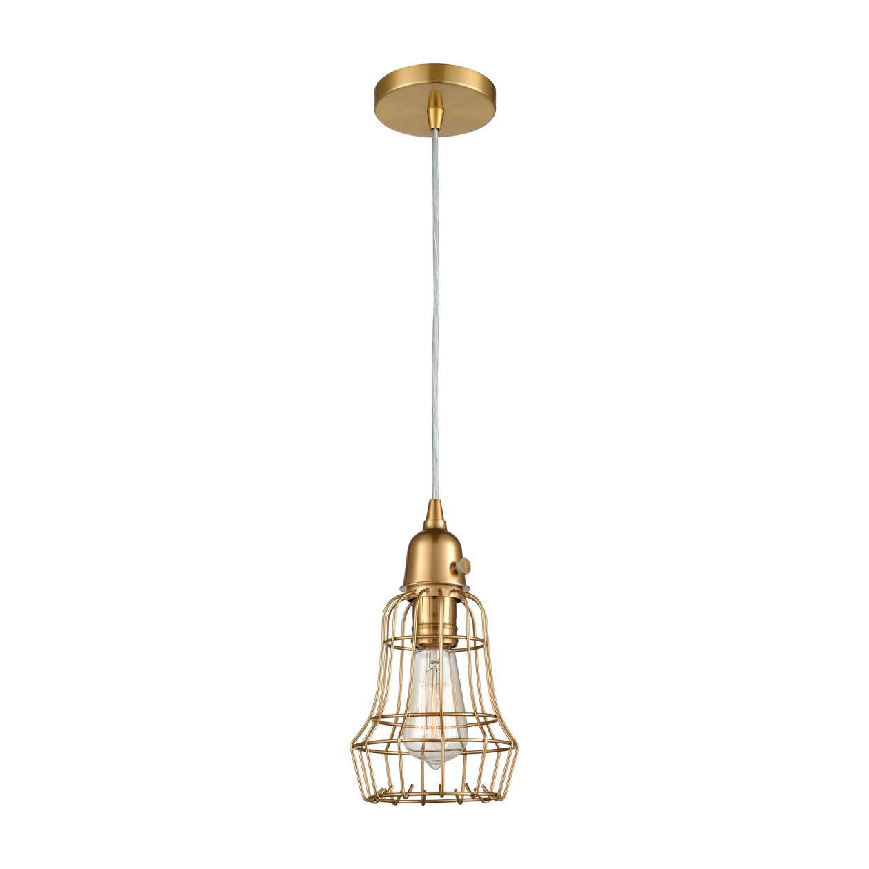 Squashcourt 1-Light Mini Pendant in Aged Brass ELK Home | Pendant Lamps | Modishstore