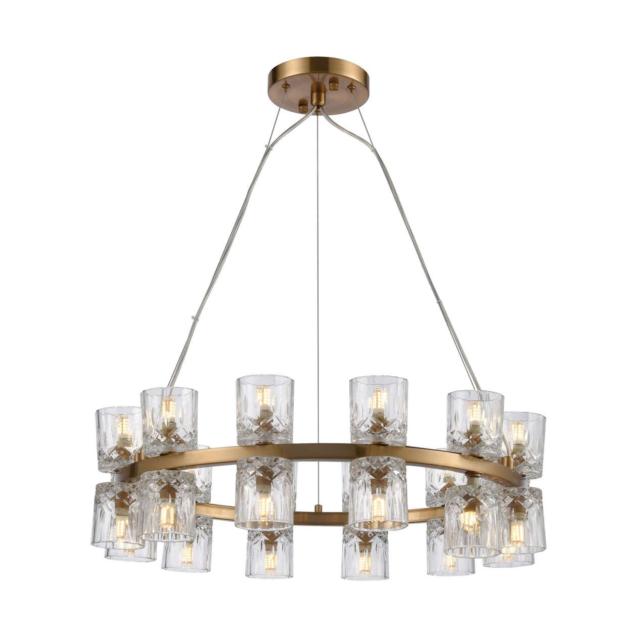 Double Vision 24-Light Chandelier in Clear and Satin Brass ELK Home | Chandeliers | Modishstore