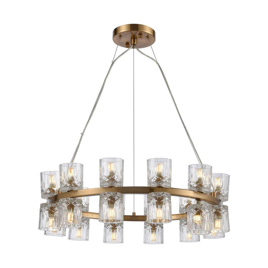 Double Vision 24-Light Chandelier in Clear and Satin Brass ELK Home | Chandeliers | Modishstore