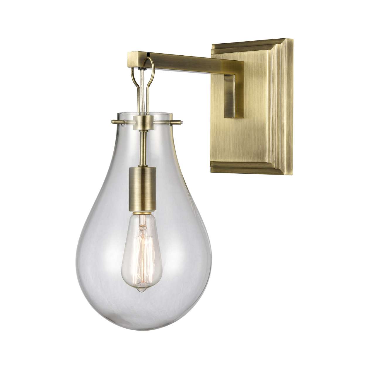 Brass Tear 1-Light Wall Sconce in Antique Brass and Clear ELK Home | Sconces | Modishstore