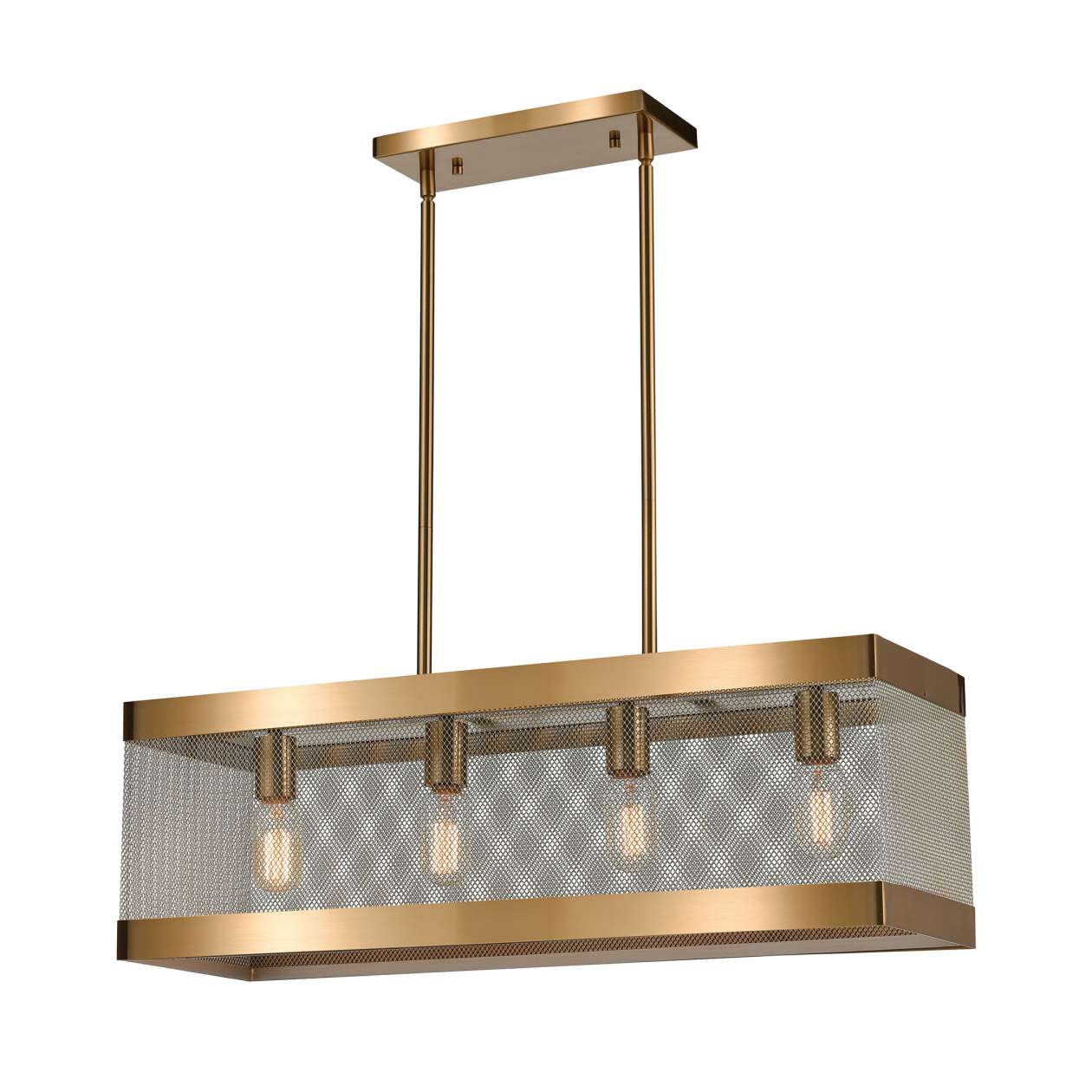 Line in the Sand 4-Light Linear Chandelier in Satin Brass and Antique Silver ELK Home | Chandeliers | Modishstore
