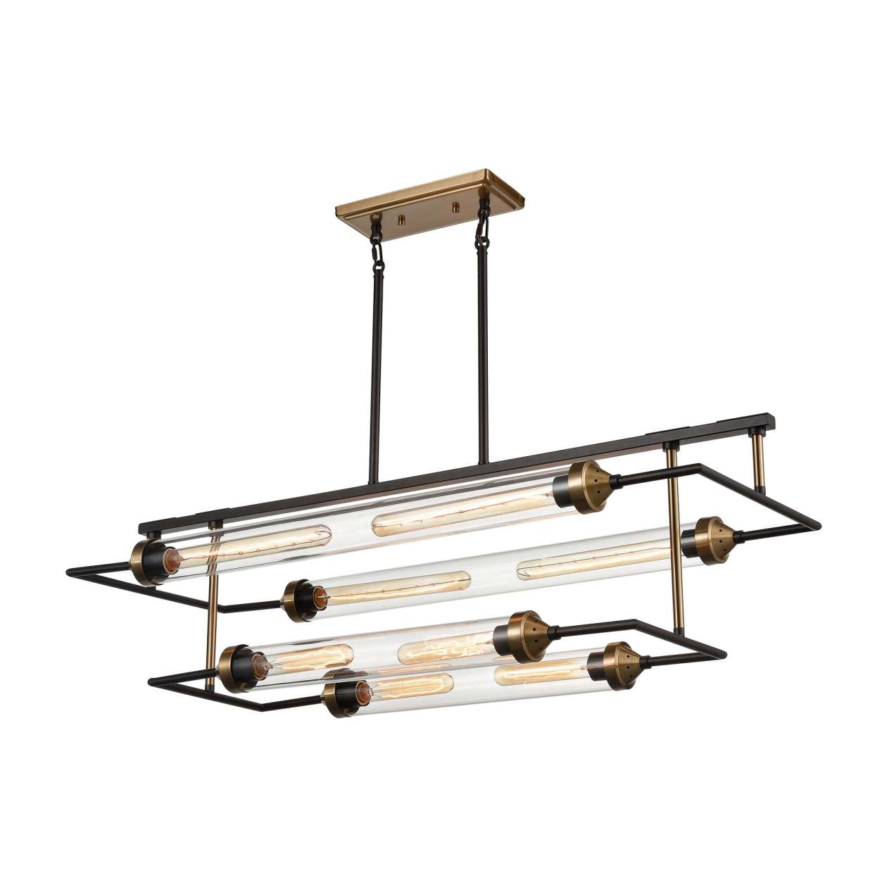 North By North East 8-Light Linear Chandelier in Oil Rubbed Bronze and Satin Brass ELK Home | Chandeliers | Modishstore