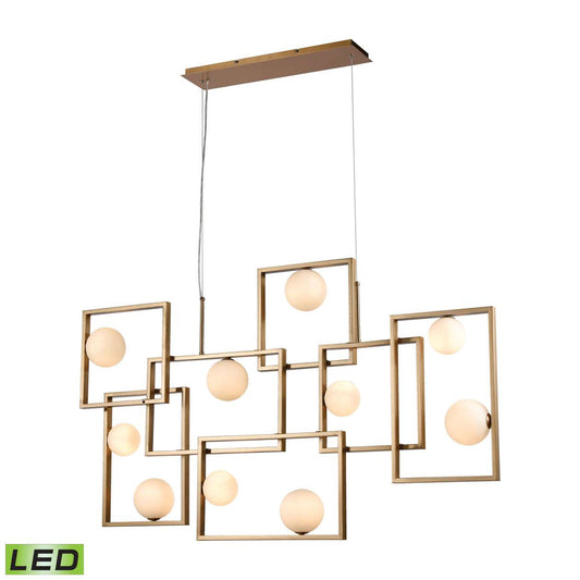 Amazed 7-Light Island Light in Aged Brass with Mouth-blown White Glass Orbs ELK Home | Ceiling Lamps | Modishstore