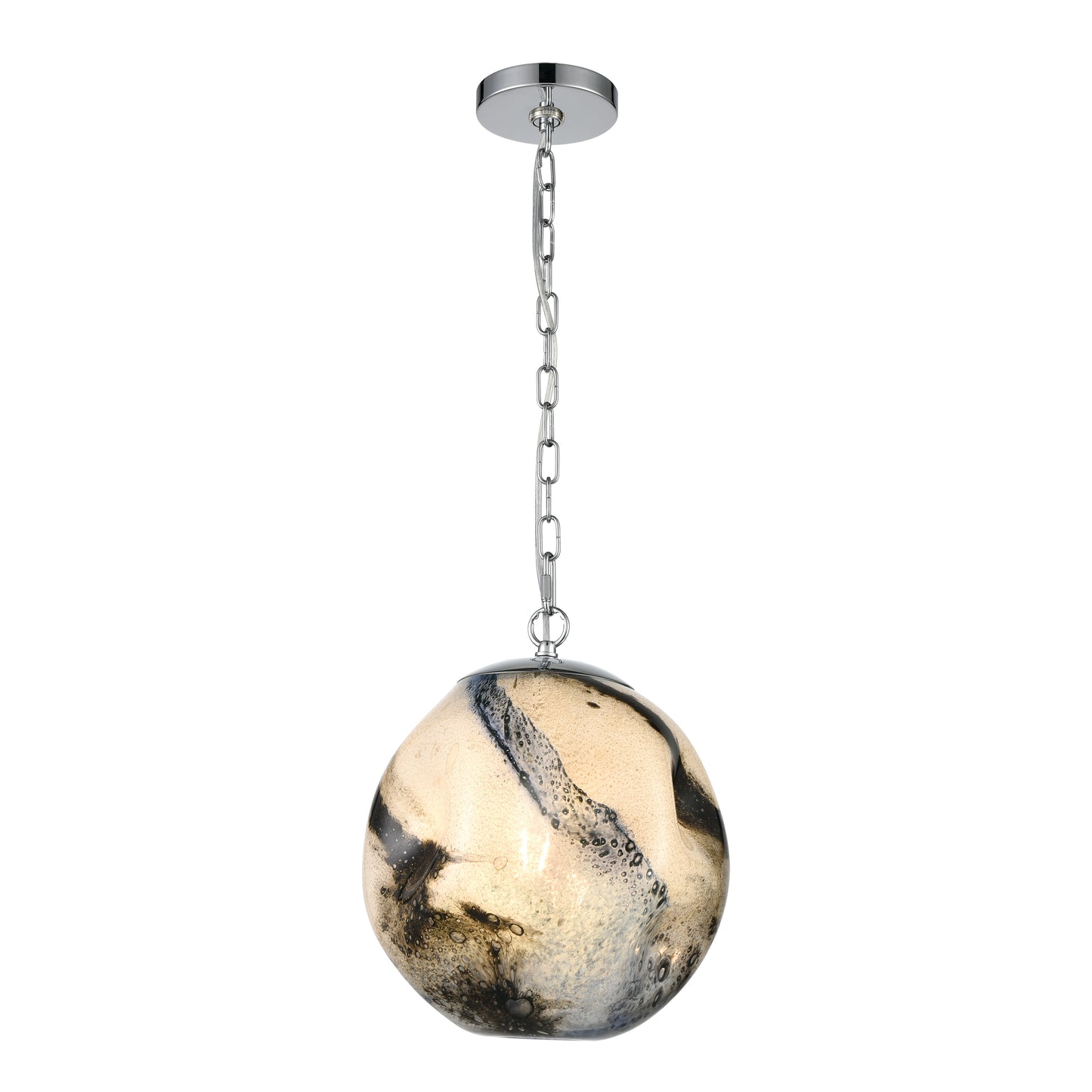 Blue Planetary 1-Light Pendant In Blue Planet And Chrome With A Hand-Formed Glass OrbELK Home | Pendant Lamps | Modishstore | D4490