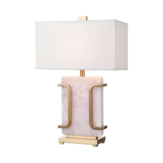Archean Table Lamp in Pink and Cafe Bronze with a White Linen Shade ELK Home | Table Lamps | Modishstore