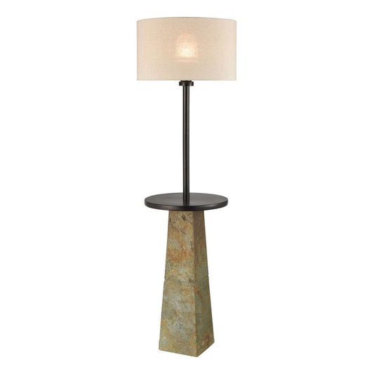 Musee Outdoor Floor Lamp in Slate and Bronze with a Light Grey Linen Shade ELK Home | Floor Lamps | Modishstore