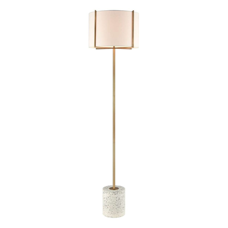 Trussed Floor Lamp in White Terazzo and Gold with a Pure White Linen Shade ELK Home | Floor Lamps | Modishstore