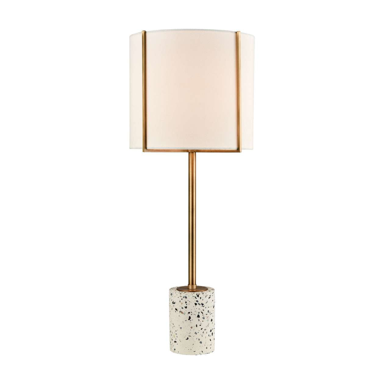 Trussed Table Lamp in White Terazzo and Gold with a Pure White Linen Shade ELK Home | Table Lamps | Modishstore