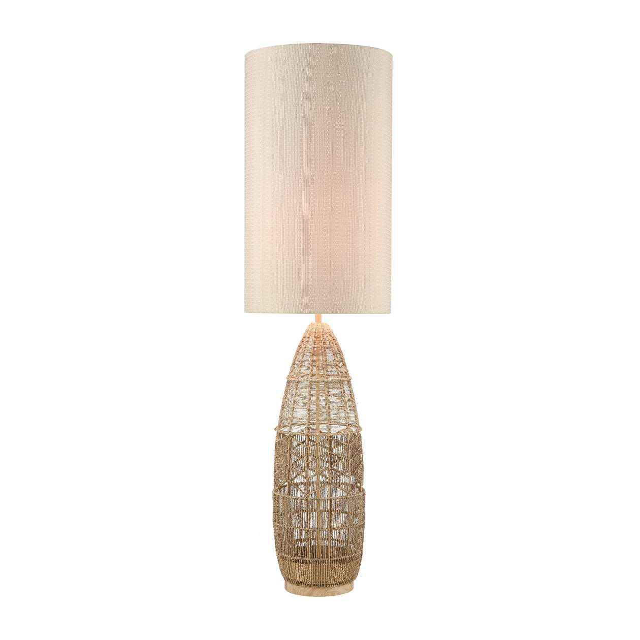 Husk Floor Lamp in Natural Rope Finish with Mushroom Linen Shade ELK Home | Floor Lamps | Modishstore