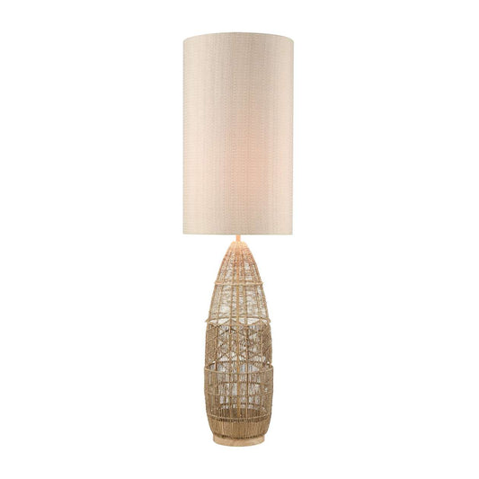 Husk Floor Lamp in Natural Rope Finish with Mushroom Linen Shade ELK Home | Floor Lamps | Modishstore