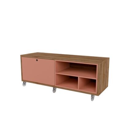 Manhattan Comfort Windsor 53.62 Modern Shoe Rack Bed Bench with Silicon Casters in Ceramic Pink and Nature | TV Stands | Modishstore - 4