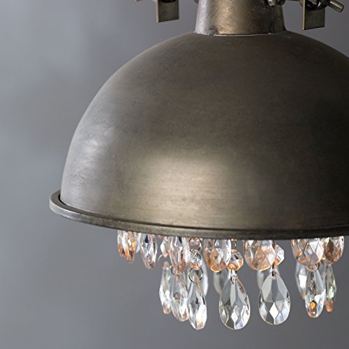 Kalalou Metal Pendant Lamp With Hanging Crystals-2